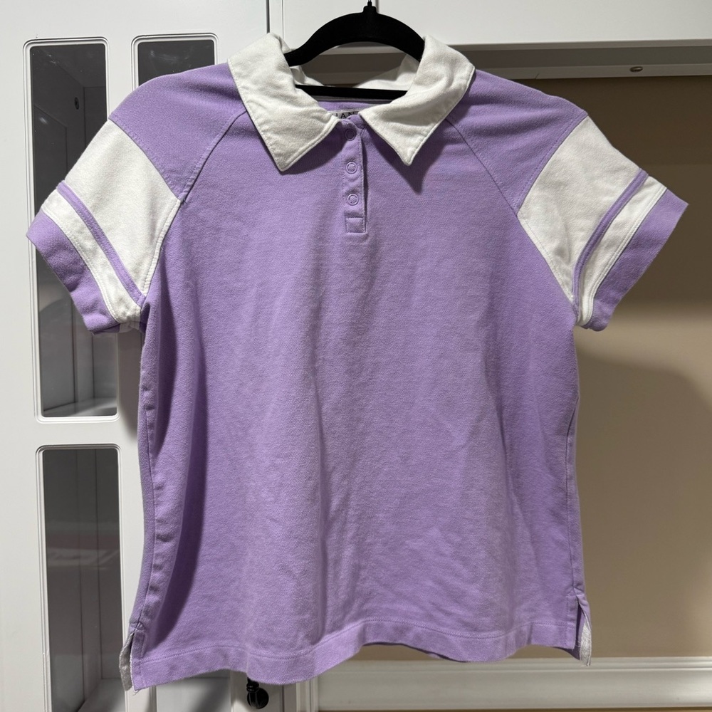 Hannah Polo Purple and White Crop Top
